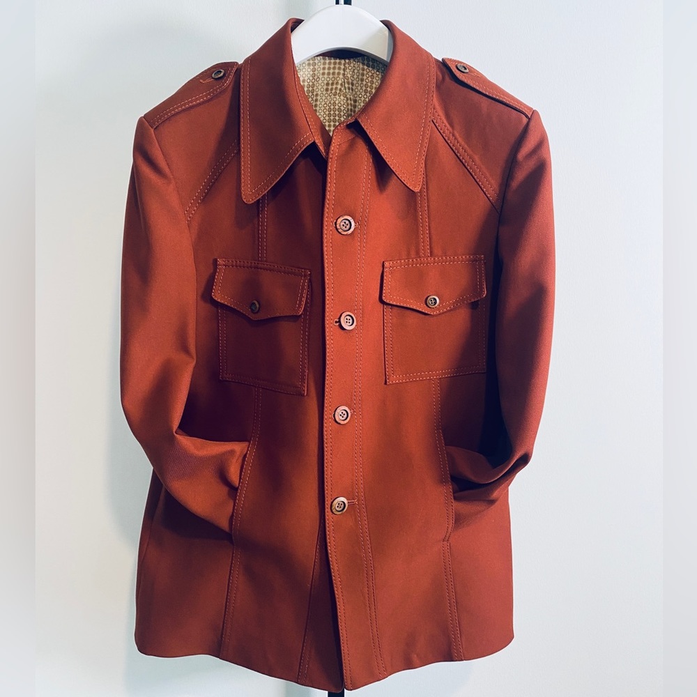 70s Vintage Shacket w/ Contrasting Stitch by Malibu Clothes Beverly Hills Size L - Picture 3 of 12